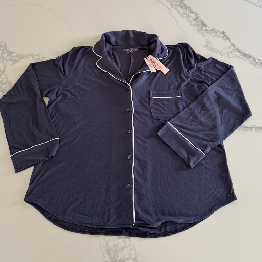 Victoria's Secret Women’s Soft Pajama Shirt Navy Blue PJ Top